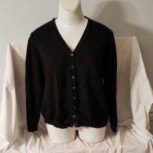 Italian merino wool black LS sweater cardigan